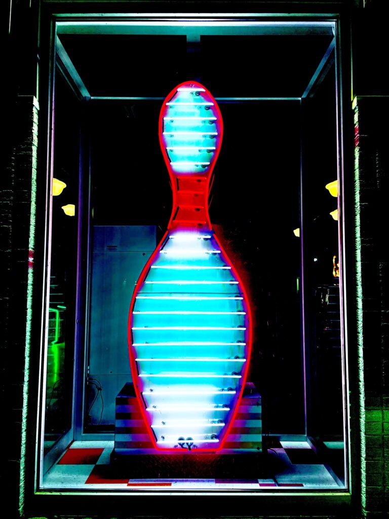 neon bowling pin